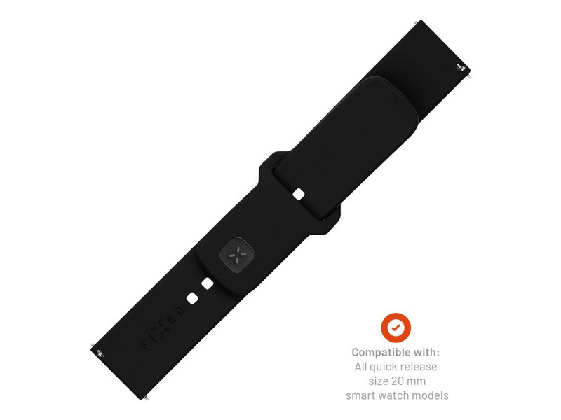 FIXED Silicone Strap Smartwatch Universal 20 mm Black