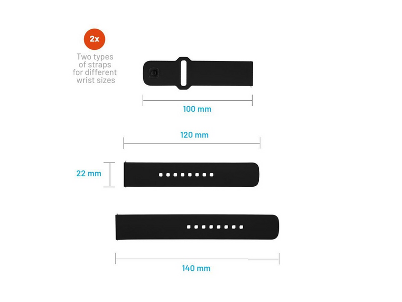 FIXED Silicone Strap Smartwatch Universal 22 mm Black