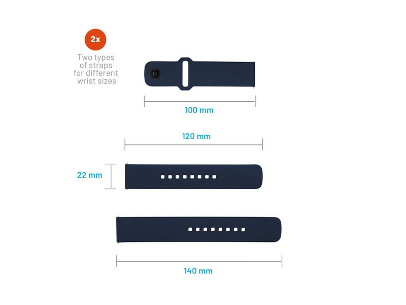 FIXED Silicone Strap Smartwatch Universal 22 mm Blue