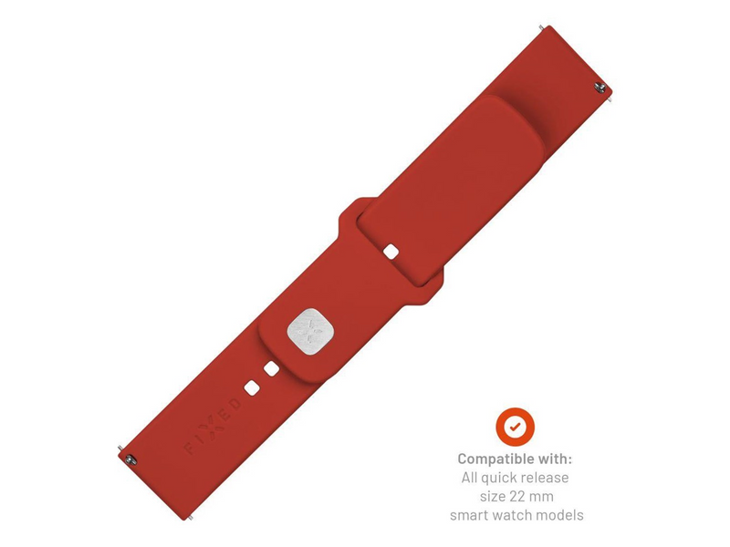FIXED Silicone Strap Smartwatch Universal 22 mm Red