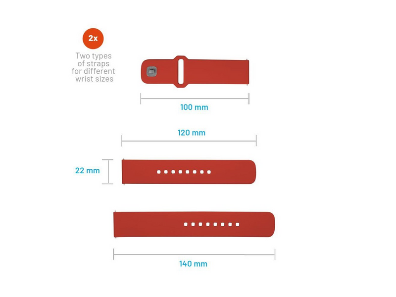 FIXED Silicone Strap Smartwatch Universal 22 mm Red