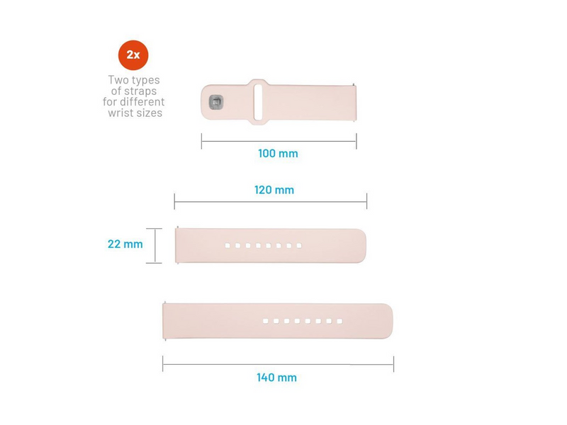 FIXED Silicone Strap Smartwatch Universal 22 mm Pink