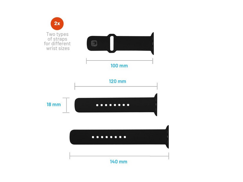 FIXED Silicone Strap SET Apple Watch 42/44/45mm Black