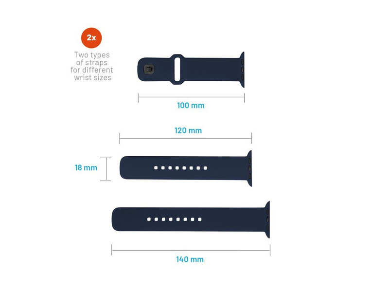 FIXED Silicone Strap SET Apple Watch 42/44/45mm Blue