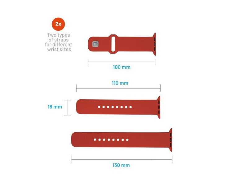 FIXED Silicone Strap SET Apple Watch 38/40/41mm Red