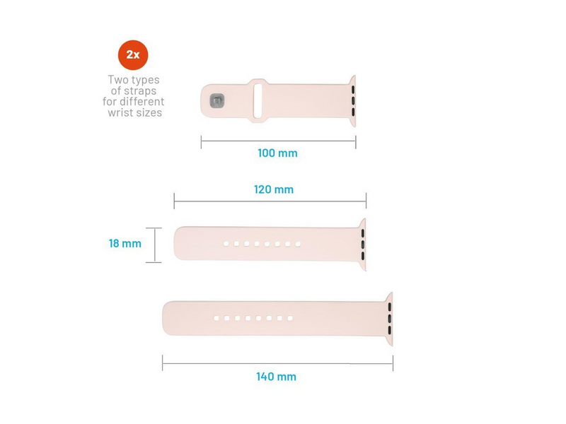 FIXED Silicone Strap SET Apple Watch 42/44/45mm Pink