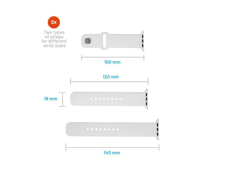 FIXED Silicone Strap SET Apple Watch 42/44/45mm White