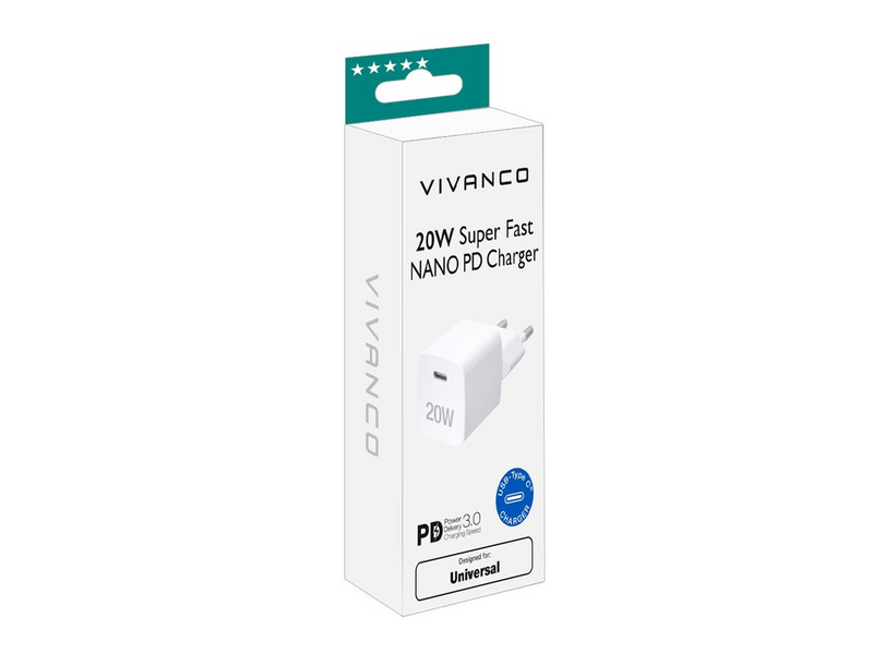 Vivanco Fast 1xUSB-C PD 20W Home Charger White