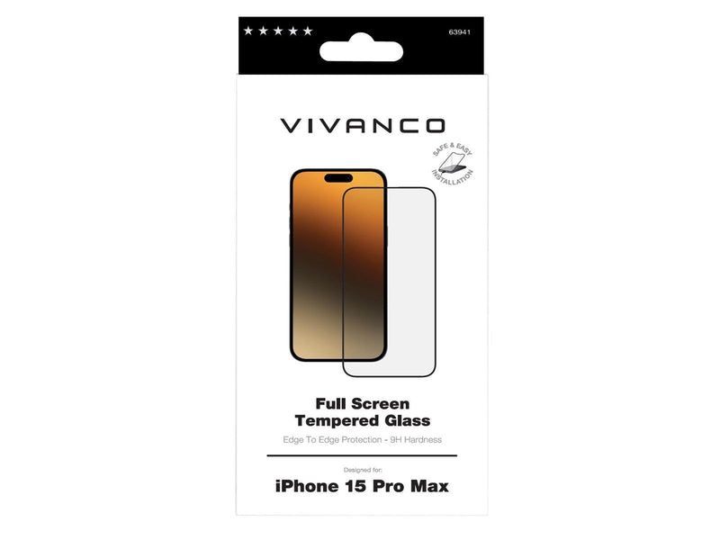 Vivanco Full Screen Tempred Glass iPhone 15 Pro Max