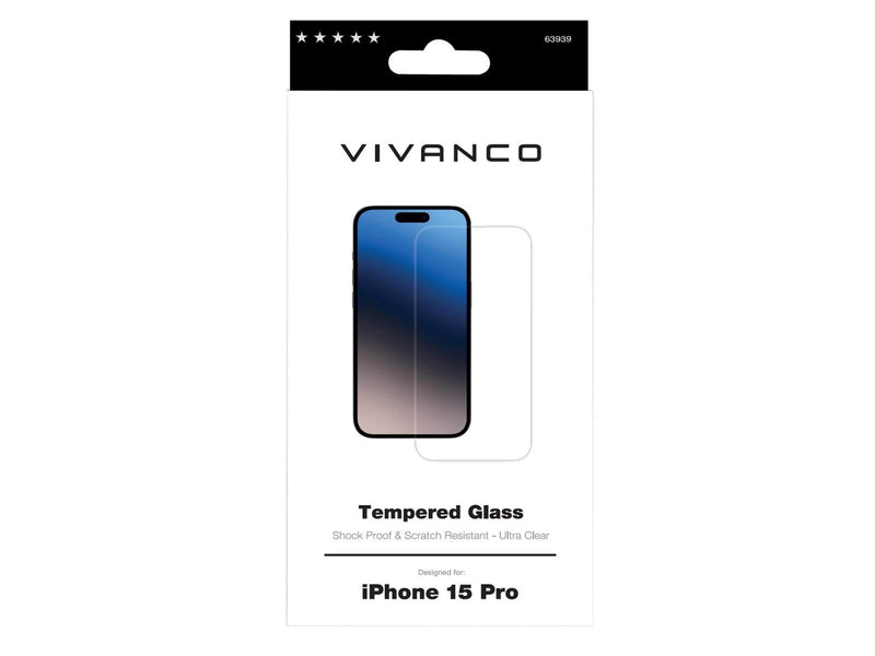 Vivanco Tempered Protection Glass 9H iPhone 15 Pro