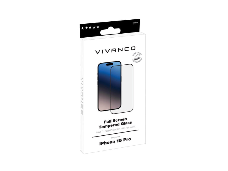 Vivanco Full Screen Tempered Glass 9H iPhone 15 Pro