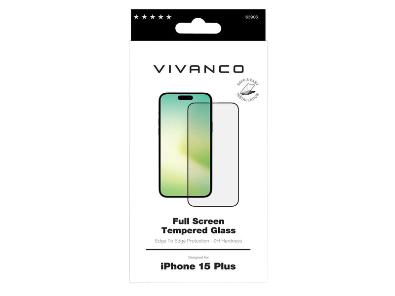 Vivanco Full Screen Tempered Glass 9H iPhone 15 Plus