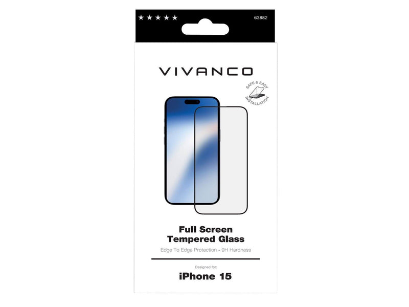 Vivanco Full Screen Tempered Glass 9H iPhone 15