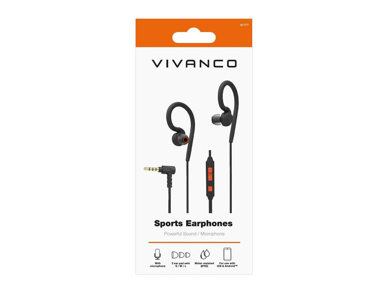 Vivanco Sport Ipx5 Rough Ear-band Headset Black