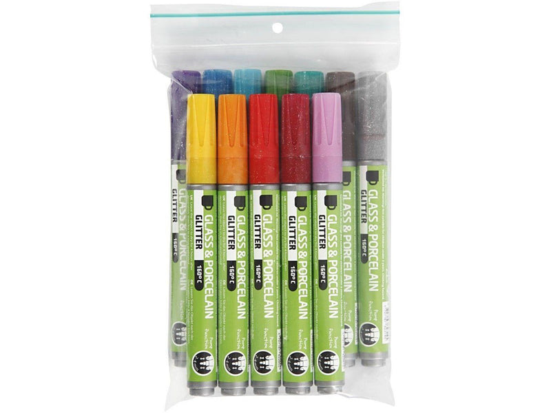 Creativ Company Glass and Porcelain Pens Color Glitter 12 pcs.