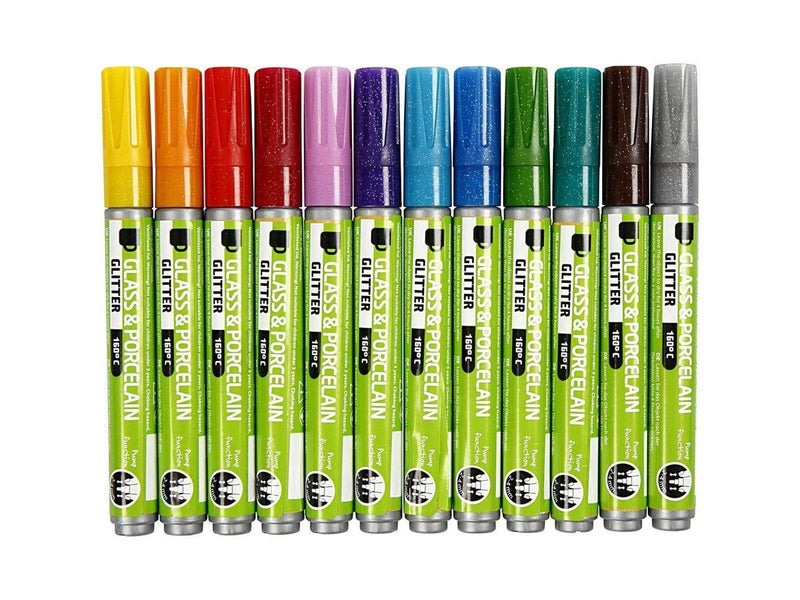 Creativ Company Glass and Porcelain Pens Color Glitter 12 pcs.