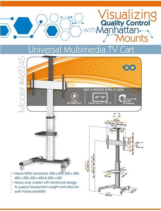 Manhattan Universal Multimedia TV Wagen Schwarz/Silber