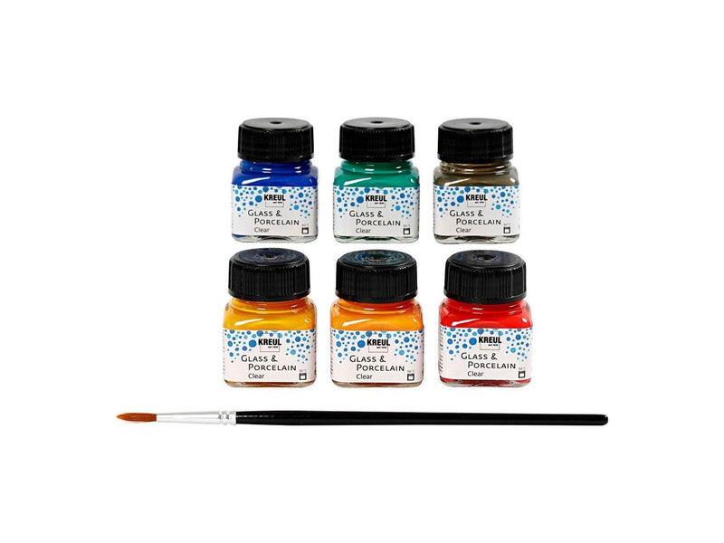 Creativ Company Glass and Porcelain Paint Clear Color 6 pcs.
