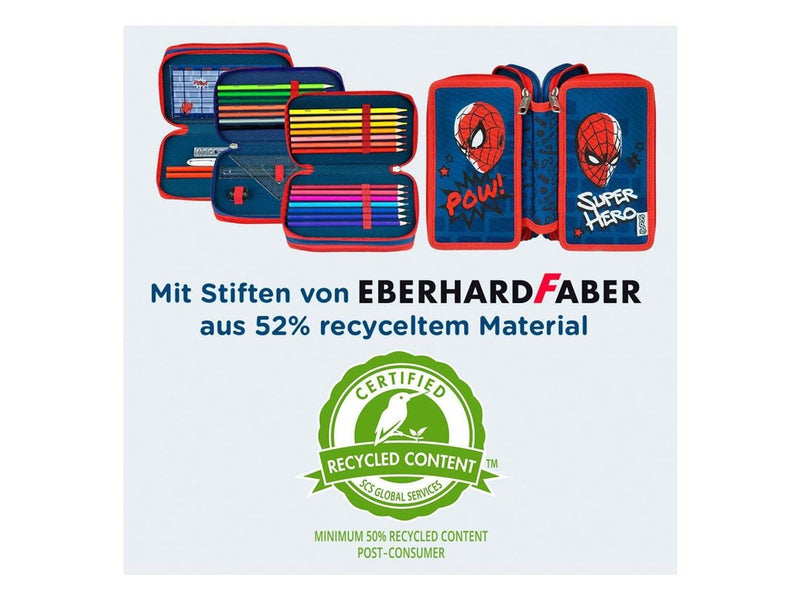 Undercover 3-Compartment Filled Pencil Case Spiderman
