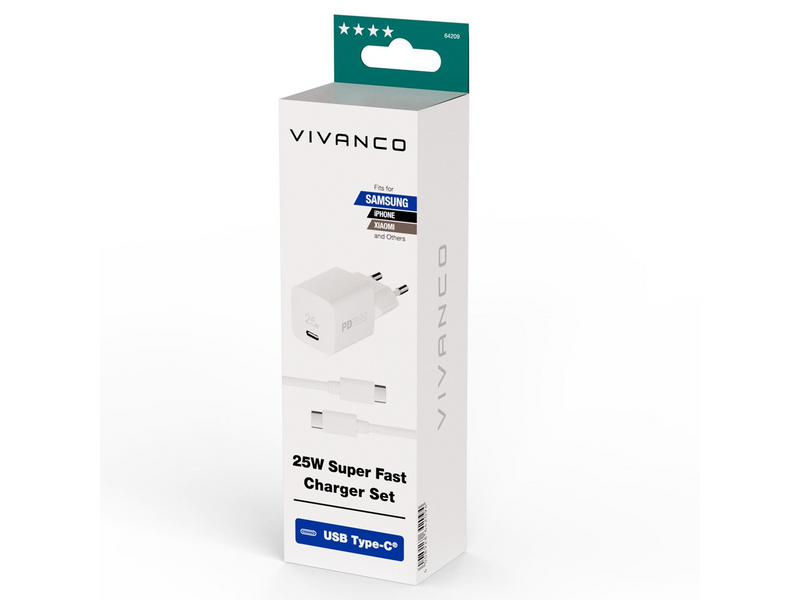 Vivanco Super Fast Samsung 25W USB-C Charger w. 1.2m cable