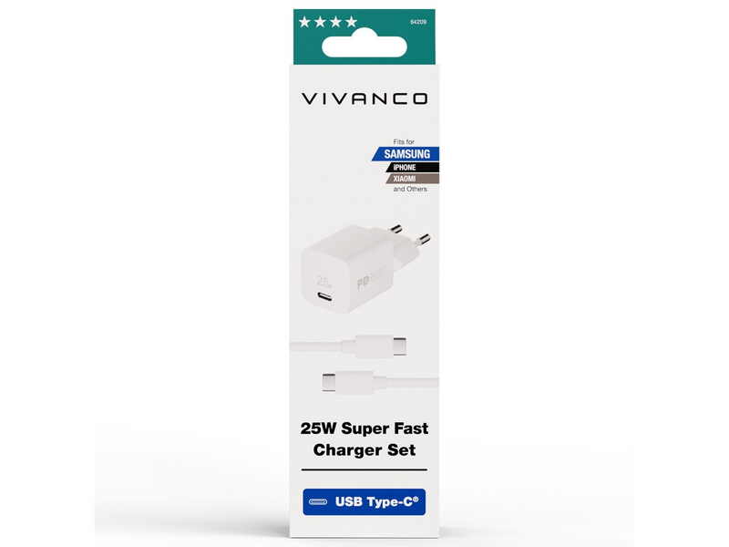 Vivanco Super Fast Samsung 25W USB-C Charger w. 1.2m cable
