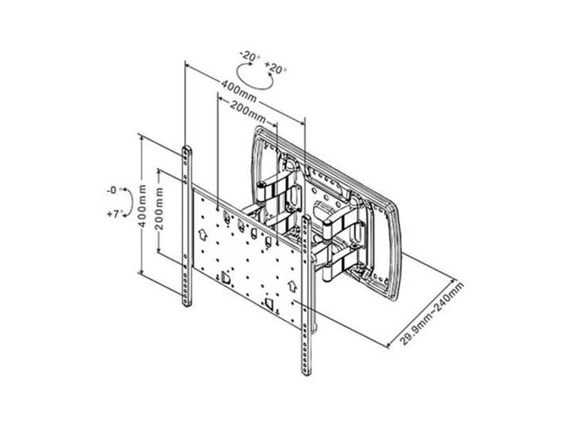 Multibrackets Super Slim neigen & Turn 40 kg 65" 100 x 100 mm