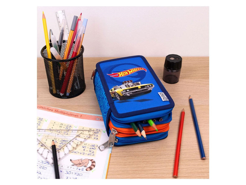 Undercover 3-Compartment Filled Pencil Case Hot Wheels