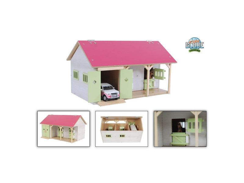 Kids Globe Horse Stable Pink with 2 Boxes and Storage 1:32