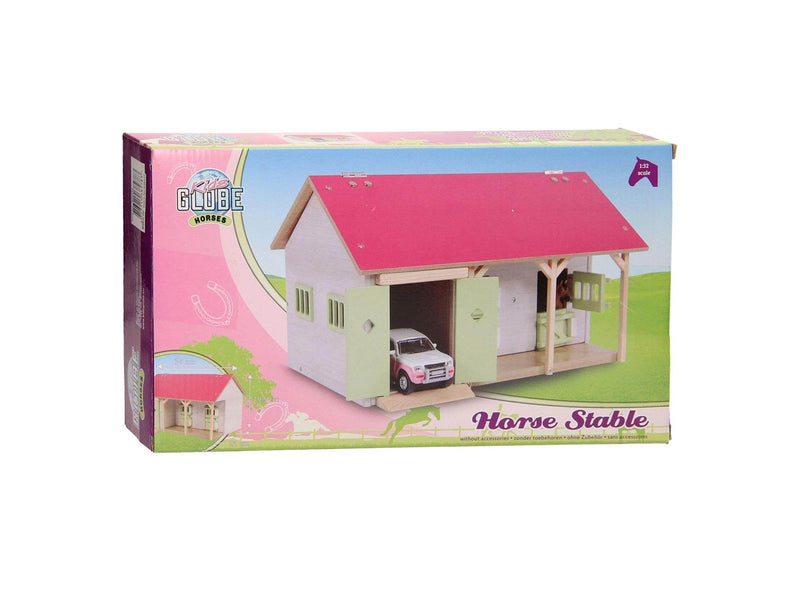 Kids Globe Horse Stable Pink with 2 Boxes and Storage 1:32
