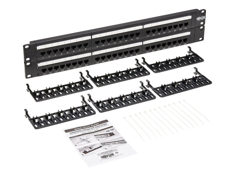 Tripp Lite 48-Port Cat6 Cat5 Patch Panel Rackmount 110 Punch Down RJ45 Ethernet 1URM 568B - patch panel - 19"