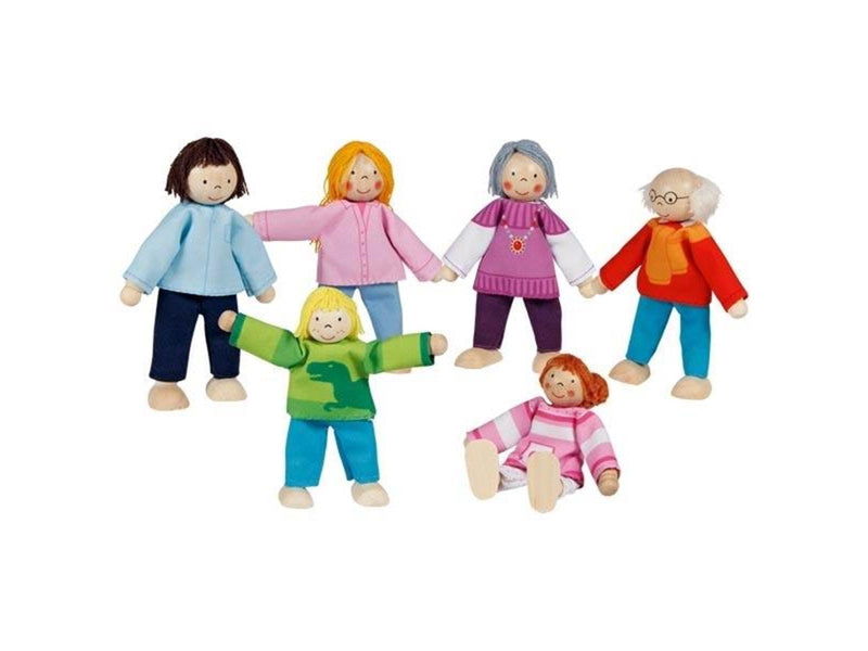 Goki Wooden Dollhouse Dolls Flexible Modern Family 6pcs.