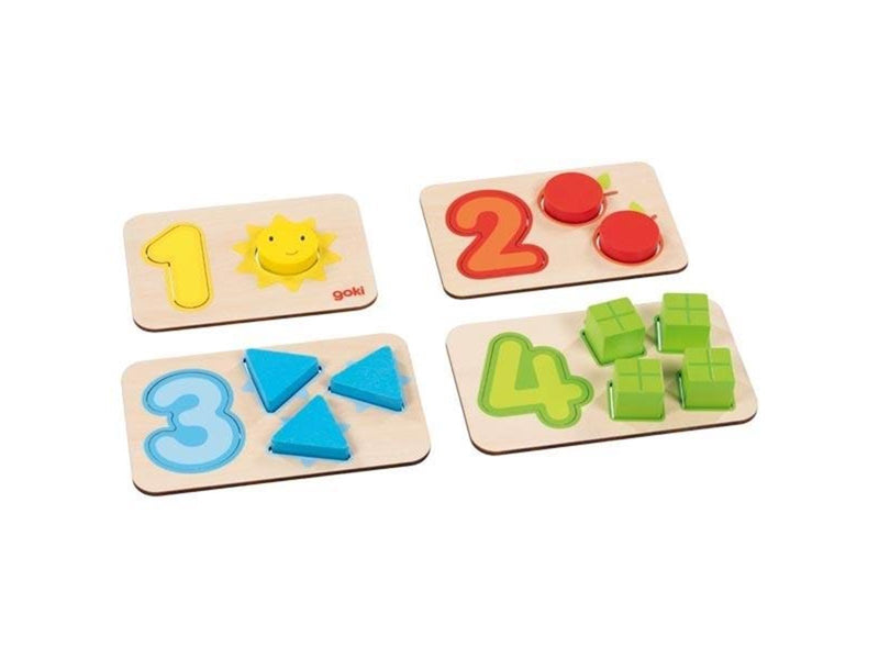 Goki Wooden Shape Puzzle Numbers and Shapes 18pcs. Holz