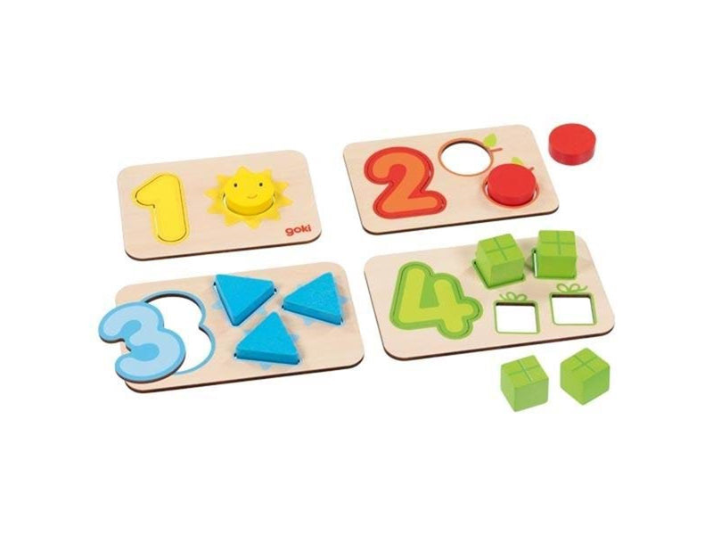 Goki Wooden Shape Puzzle Numbers and Shapes 18pcs. Holz
