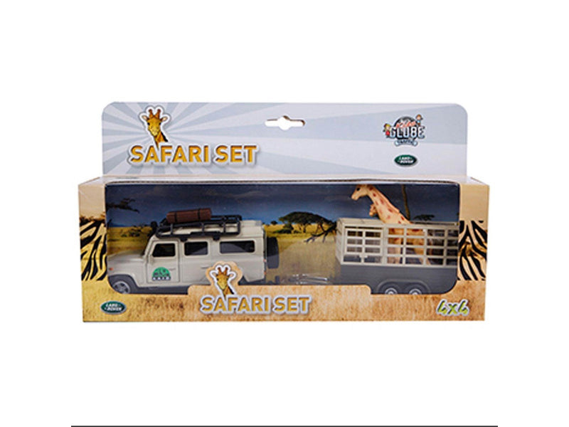 Kids Globe Die-cast Land Rover with Giraffe trailer 29cm