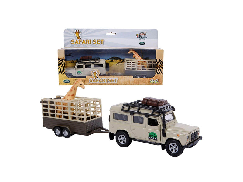 Kids Globe Die-cast Land Rover with Giraffe trailer 29cm