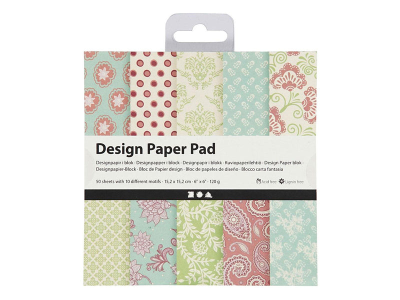 Creativ Company Design Paper Block Mint Green/Purple 50 Sheets