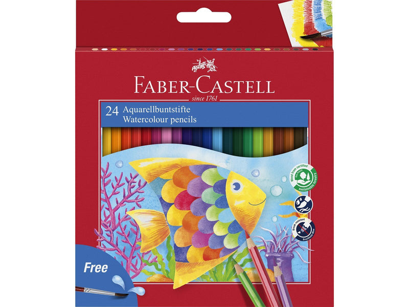 Faber Castell Watercolour pencil + brush box (24 pcs)