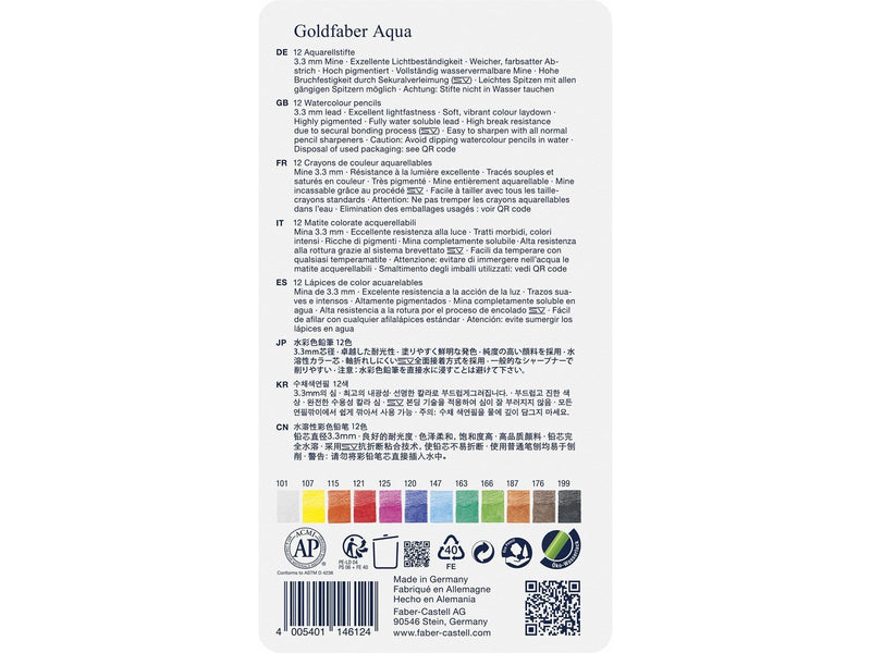 Faber Castell  Watercol. penc. Goldfaber Aqua tin (12 pcs)