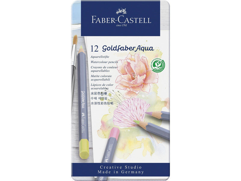 Faber Castell Gofa Aqua metal box of 12 pastel colours