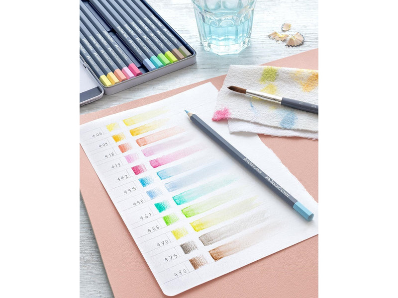 Faber Castell Gofa Aqua metal box of 12 pastel colours