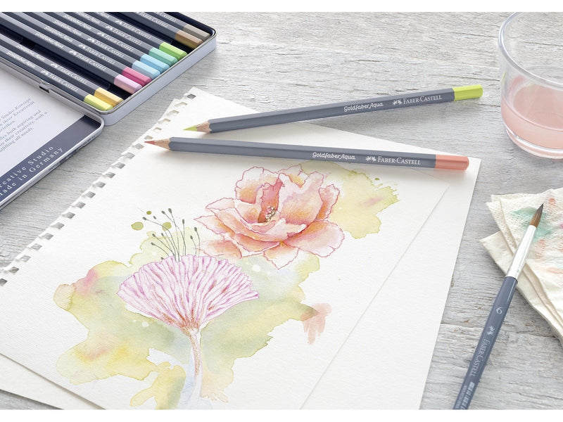 Faber Castell Gofa Aqua metal box of 12 pastel colours