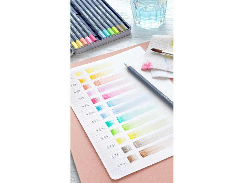 Faber Castell Gofa Aqua metal box of 12 pastel colours