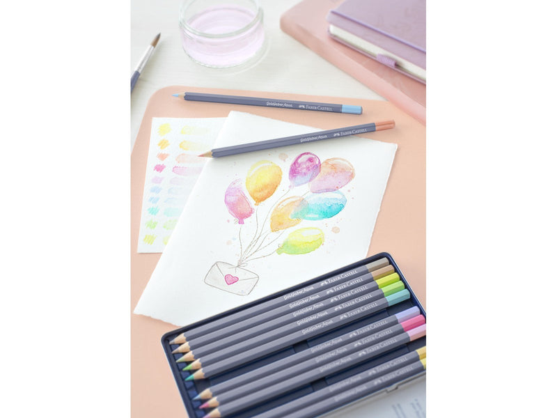 Faber Castell Gofa Aqua metal box of 12 pastel colours