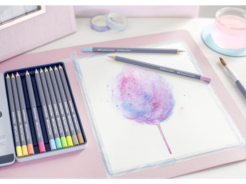 Faber Castell Gofa Aqua metal box of 12 pastel colours