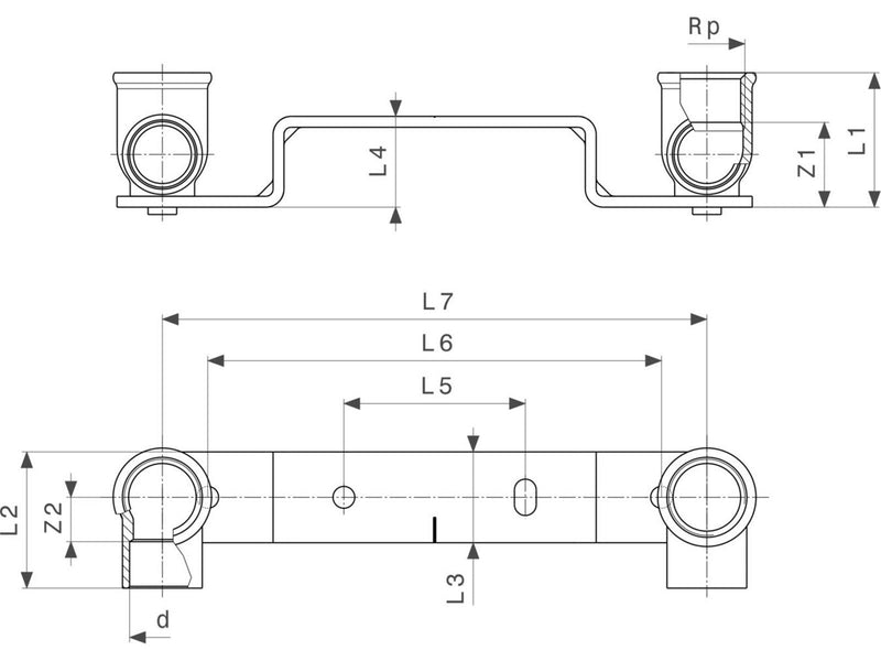 Viega Block 15mm x 1/2'' with bent back plate