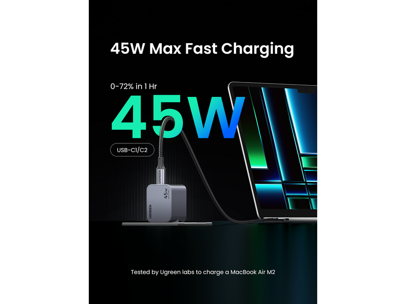 UGREEN Nexode Pro 45w Dual Usb-C Gan Fast Charger - Black