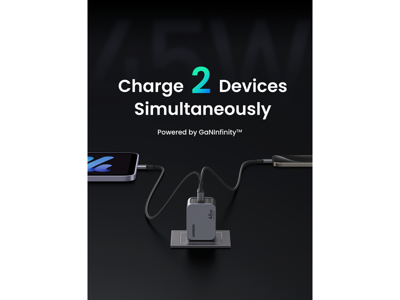 UGREEN Nexode Pro 45w Dual Usb-C Gan Fast Charger - Black