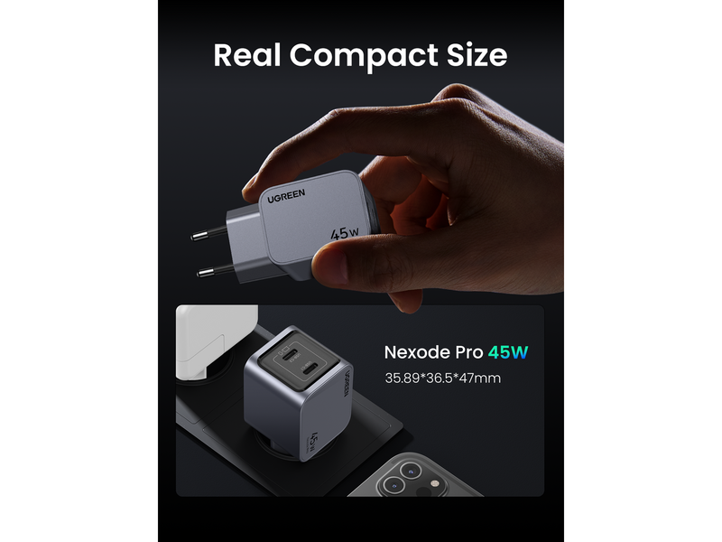 UGREEN Nexode Pro 45w Dual Usb-C Gan Fast Charger - Black