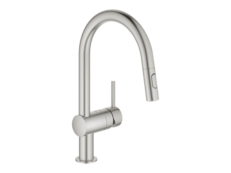 Grohe Minta Kitchen faucet with pull-out C-spout Supersteel