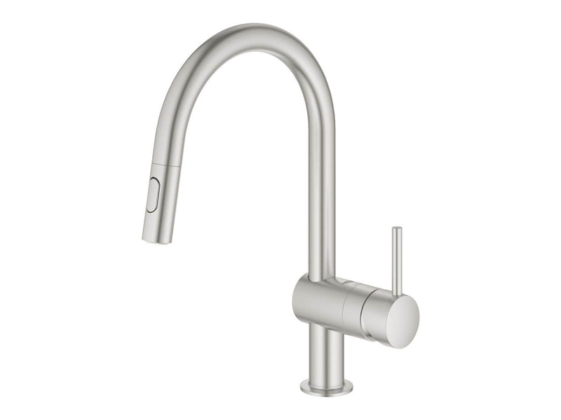 Grohe Minta Kitchen faucet with pull-out C-spout Supersteel